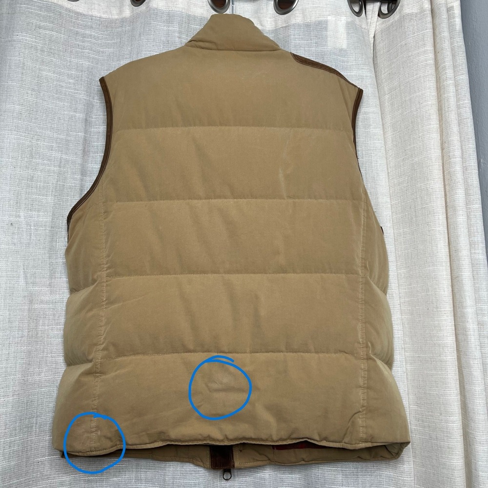 Vintage Polo Ralph Lauren Down Hunting Vest Wool Lined Tan Cargo Utility Mens XL - Picture 2 of 14